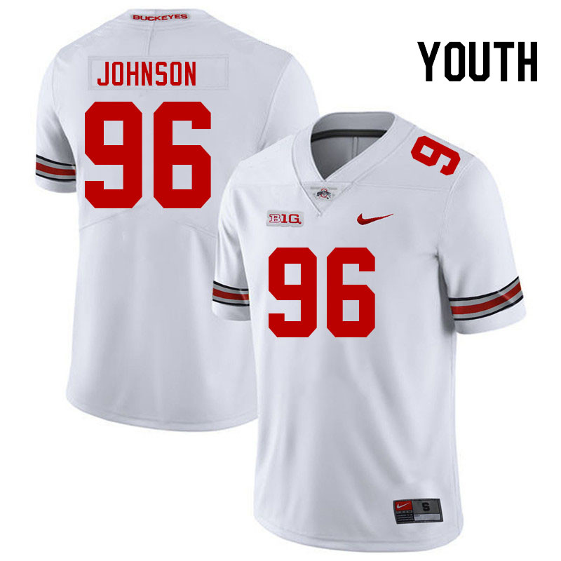 Ohio State Buckeyes Collin Johnson Youth #96 White Authentic Stitched College Football Jersey